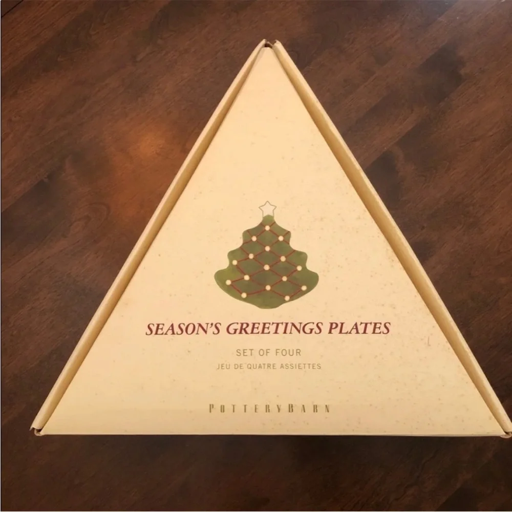 Pottery Barn Christmas tree plates (set of 4)
